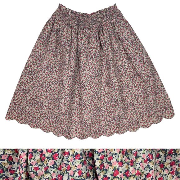 Anatelier Size 38 Medium Skirt A Line Scalloped Hem Floral Elastic Waist Short - Picture 1 of 6